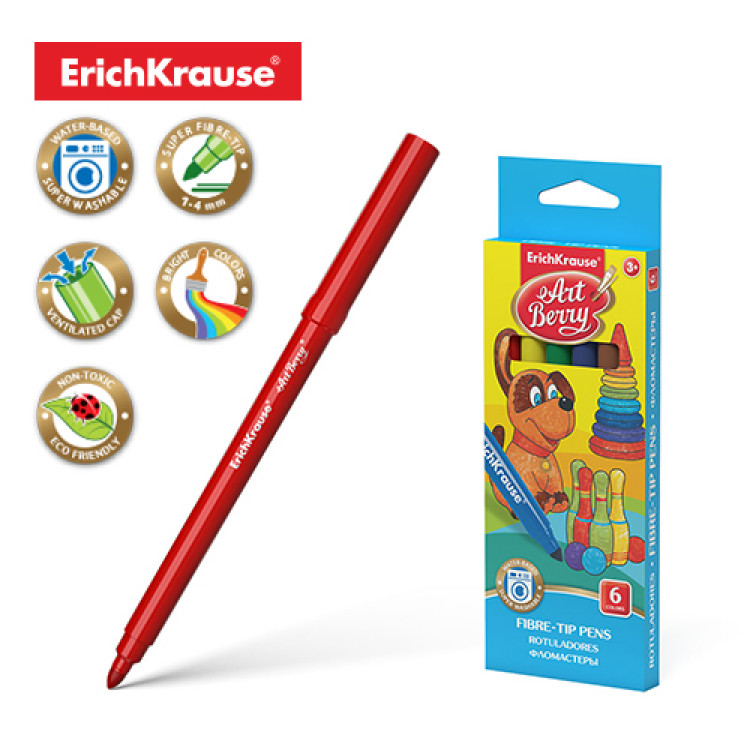 Боици фломастери 1/6, јак врв, лесно перење Erich 