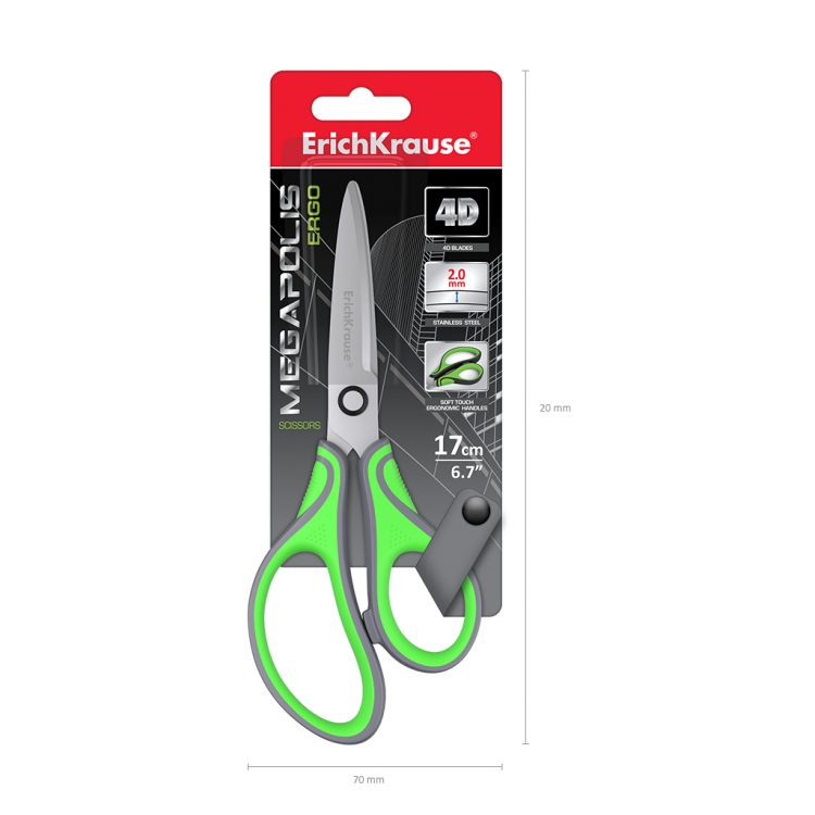 Ножици 17см Megapolis Ерго Erich Krause 