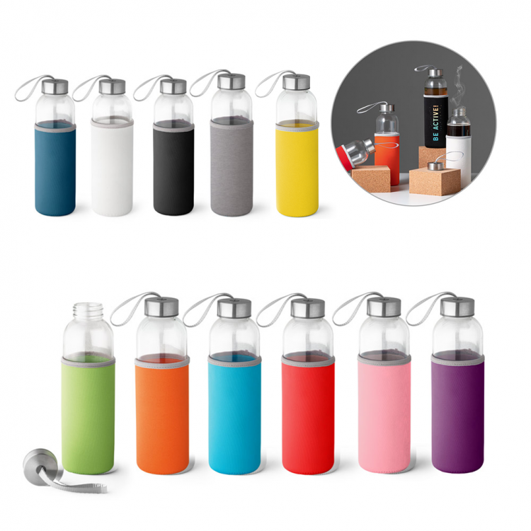 Стаклено шише 500мл со футрола