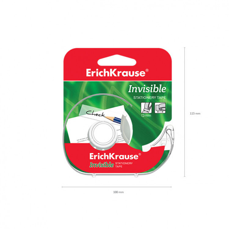 Селотејп 12мм х 20м магичен, со држач Erich Krause