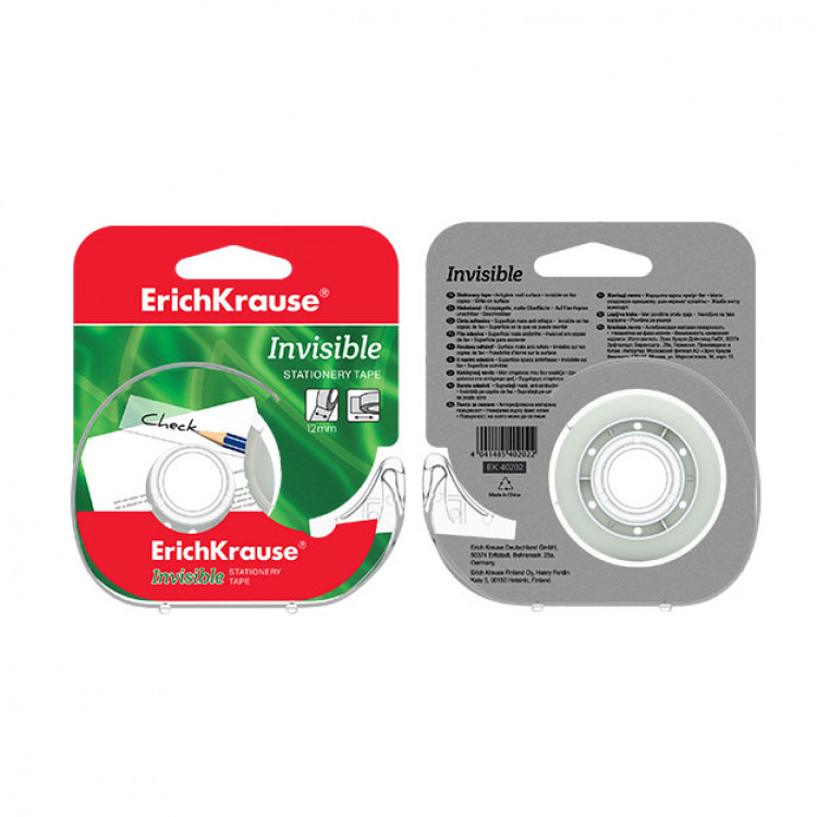 Селотејп 12мм х 20м магичен, со држач Erich Krause