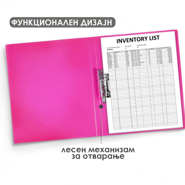 Папка со клип мет. механизам, Неон Erich Krause