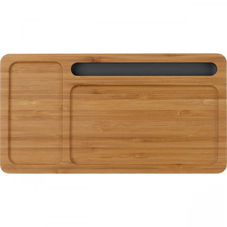 Еко бежичен полнач и држач за мобилен од бамбус