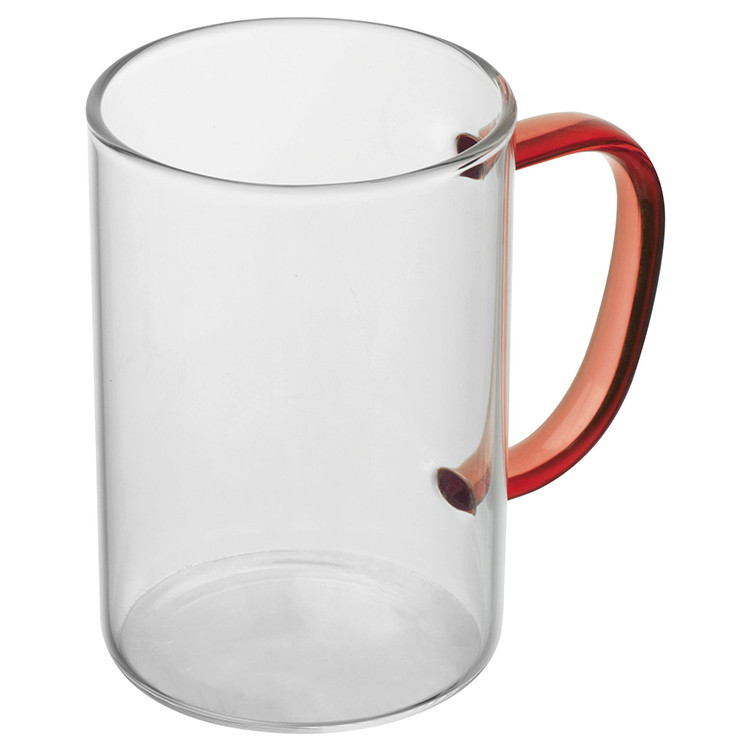 Чаша стаклена 250мл со рачка во боја