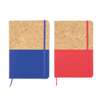 Еко тефтер со ластик, корица со плута, 80л бели