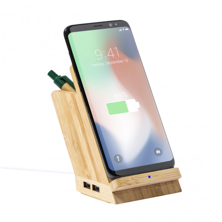 Безжичен еко полнач, држач за мобилен и пенкала