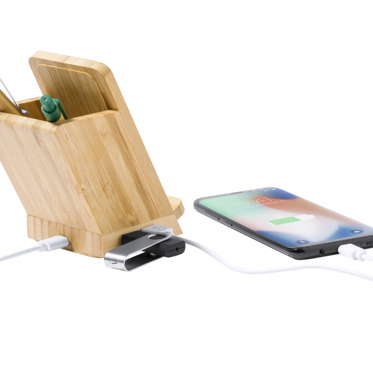 Безжичен еко полнач, држач за мобилен и пенкала