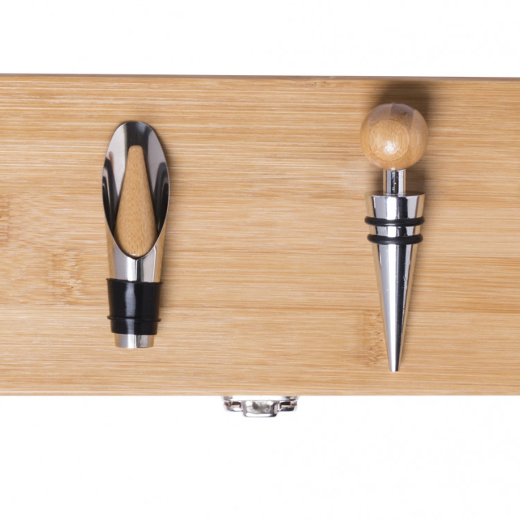 Еко сет за вино во кутија од бамбус