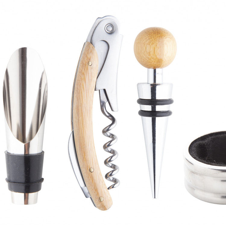 Еко сет за вино во кутија од бамбус