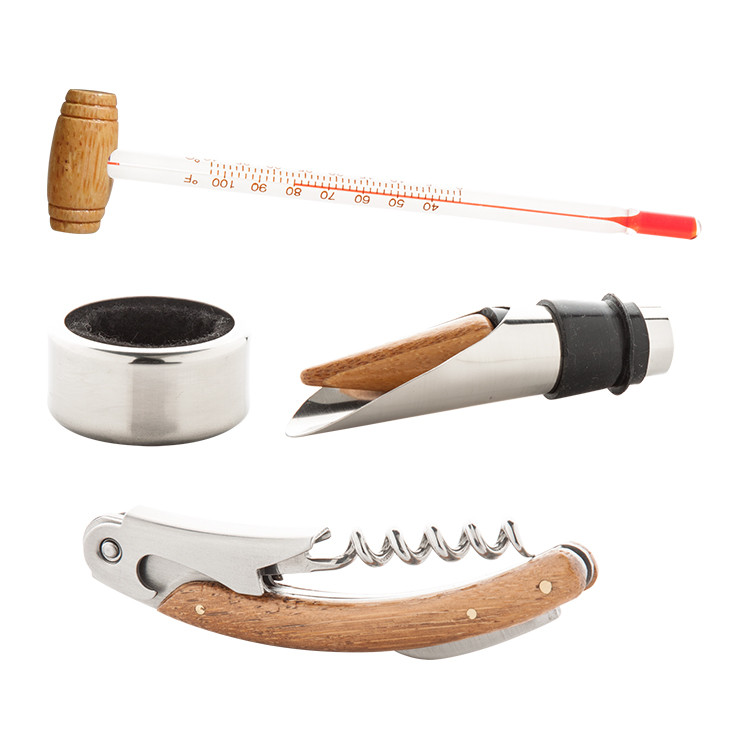 Еко сет за вино во кутија од бамбус