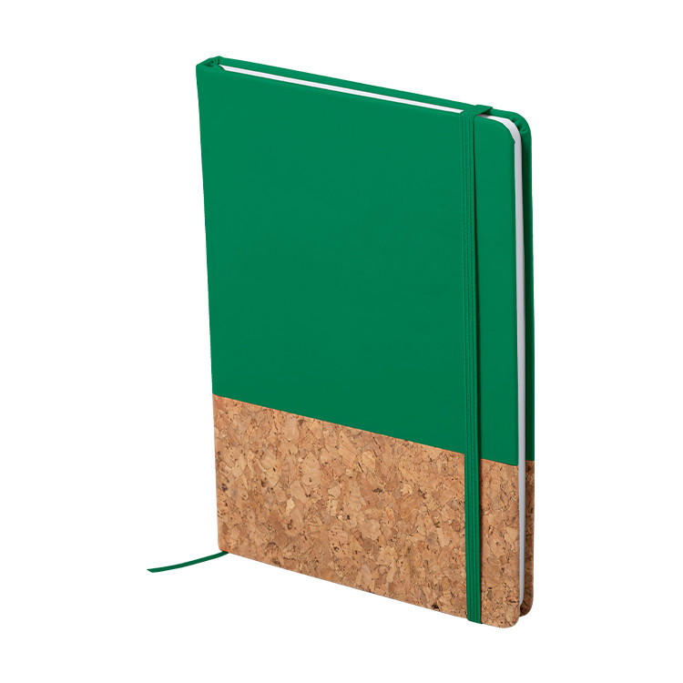 Еко тефтер А5 со ластик, корица со плута, 98л бели