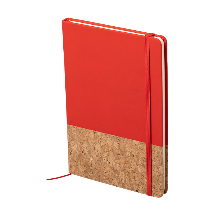 Еко тефтер А5 со ластик, корица со плута, 98л бели