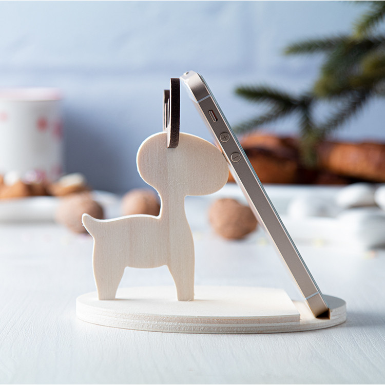 Држач за мобилен, дрвен, елен