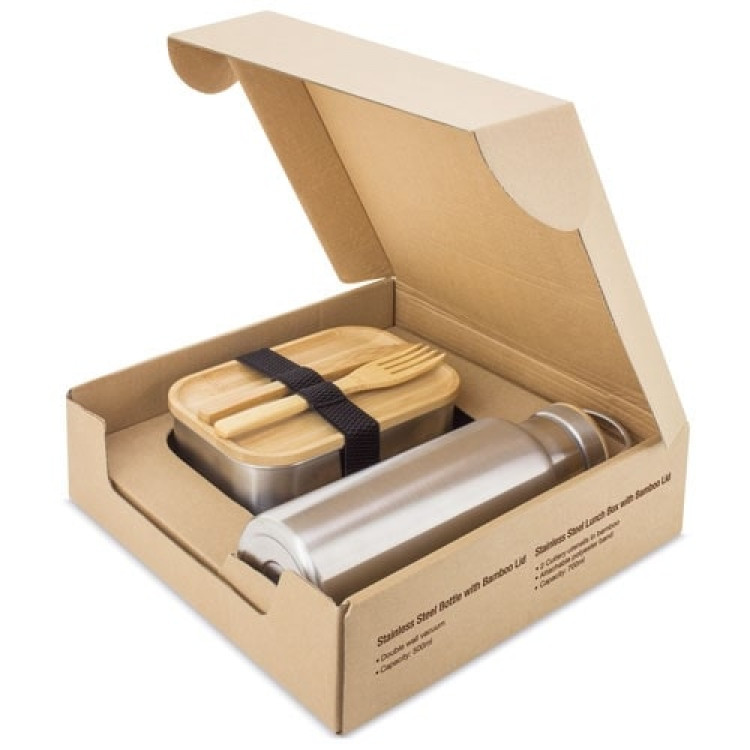 Еко сет метални шише 500мл и кутија за храна