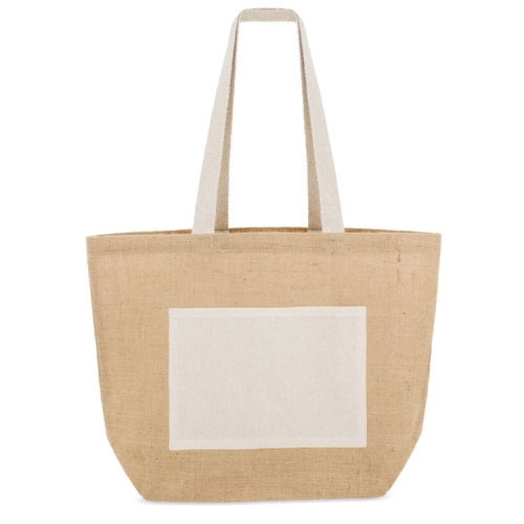 Торба со долга рачка 48x34x17.5см памучна и јута