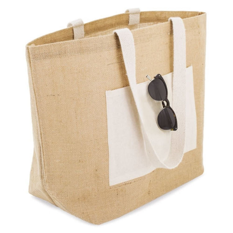 Торба со долга рачка 48x34x17.5см памучна и јута