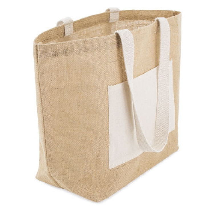 Торба со долга рачка 48x34x17.5см памучна и јута
