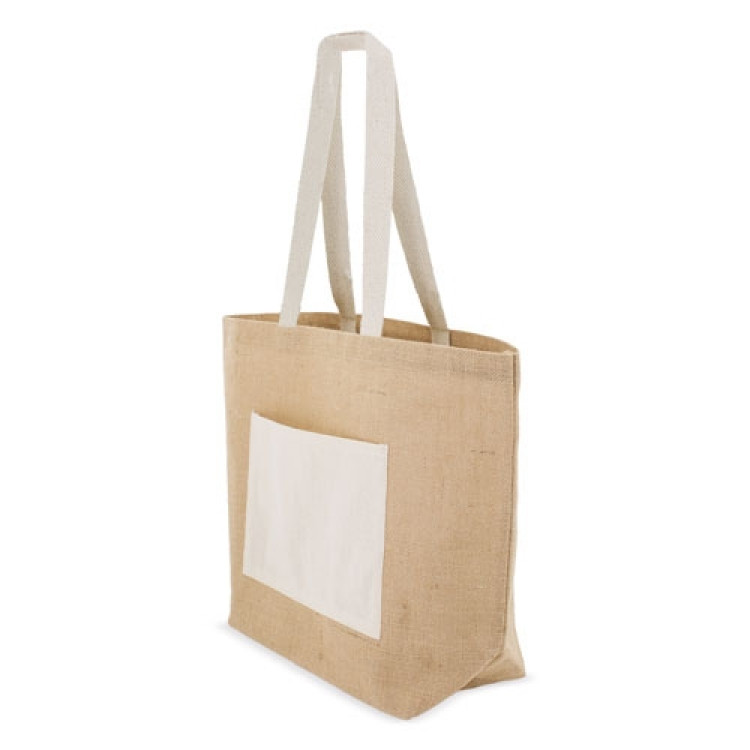 Торба со долга рачка 48x34x17.5см памучна и јута