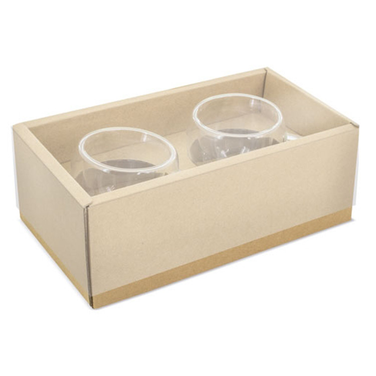 Чаша стаклена 80мл со бамбус подметач 2/1