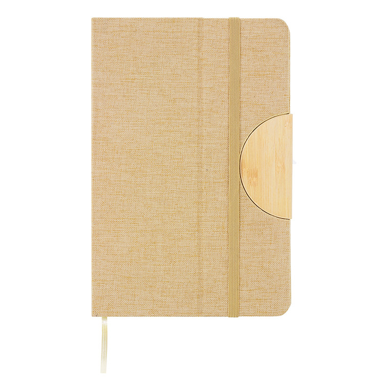 Еко тефтер А5, корица RPET со бамбус, 50л линија