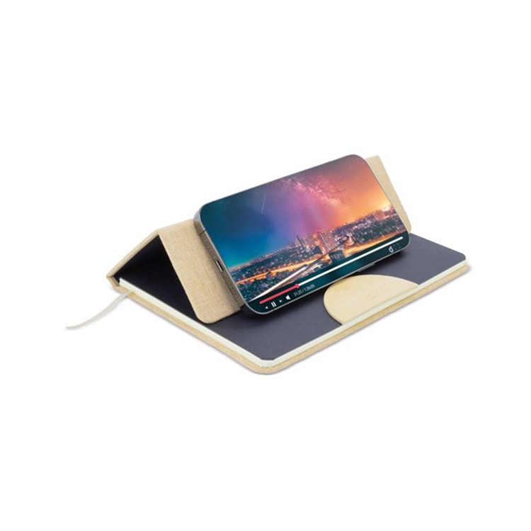 Еко тефтер А5, корица RPET со бамбус, 50л линија