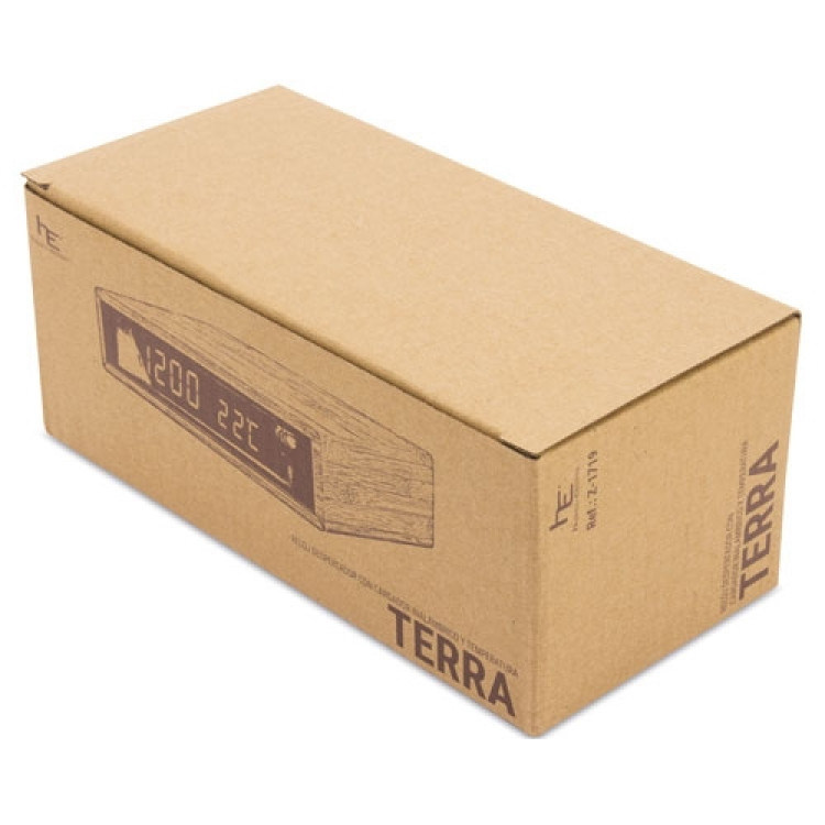 Часовник со полнач од бамбус,аларм и температура