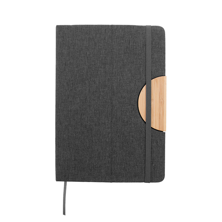 Еко тефтер А5, корица RPET со бамбус, 80л линија