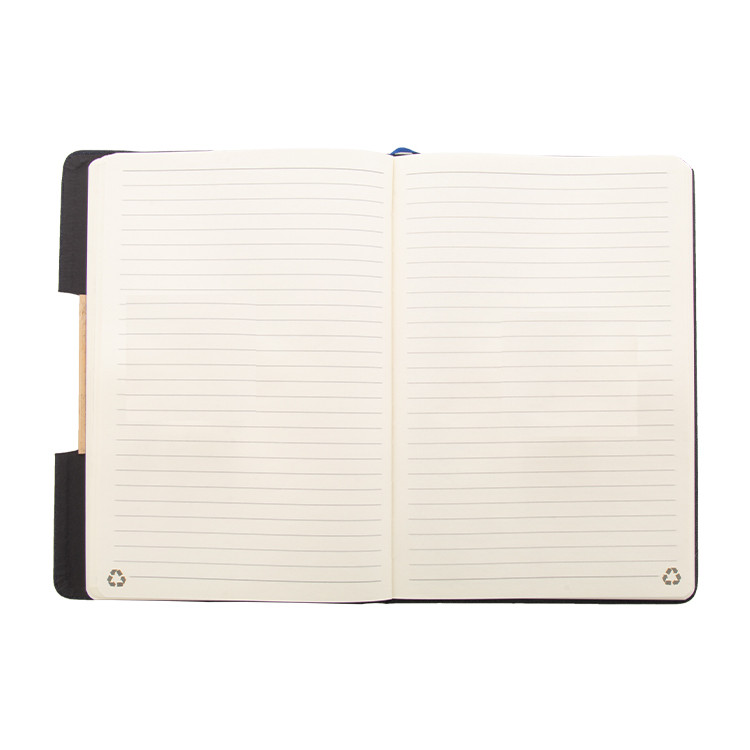 Еко тефтер А5, корица RPET со бамбус, 80л линија