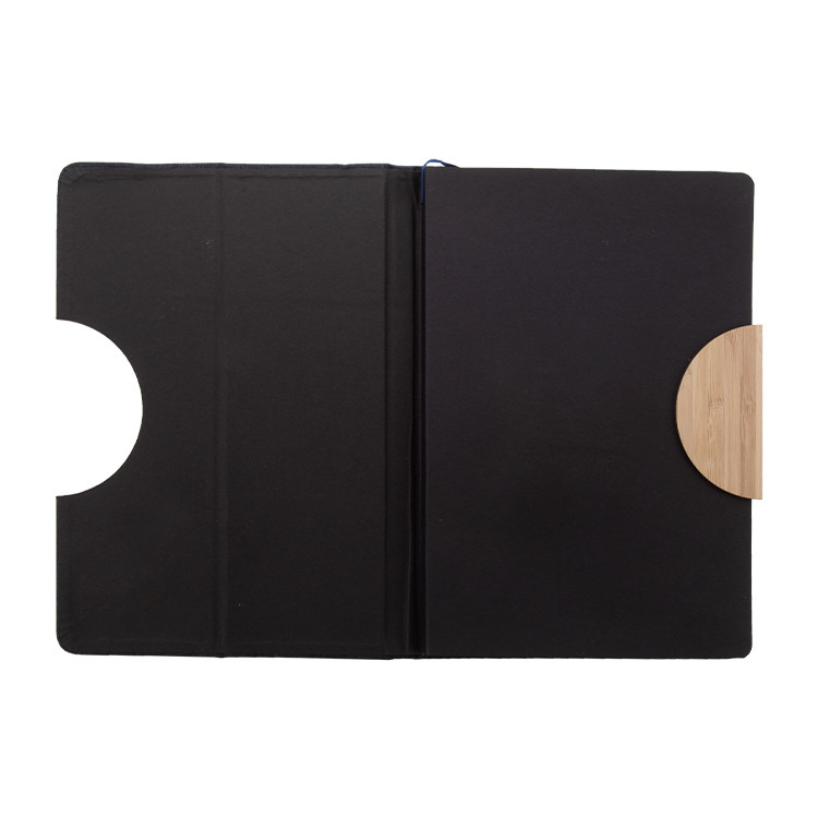 Еко тефтер А5, корица RPET со бамбус, 80л линија