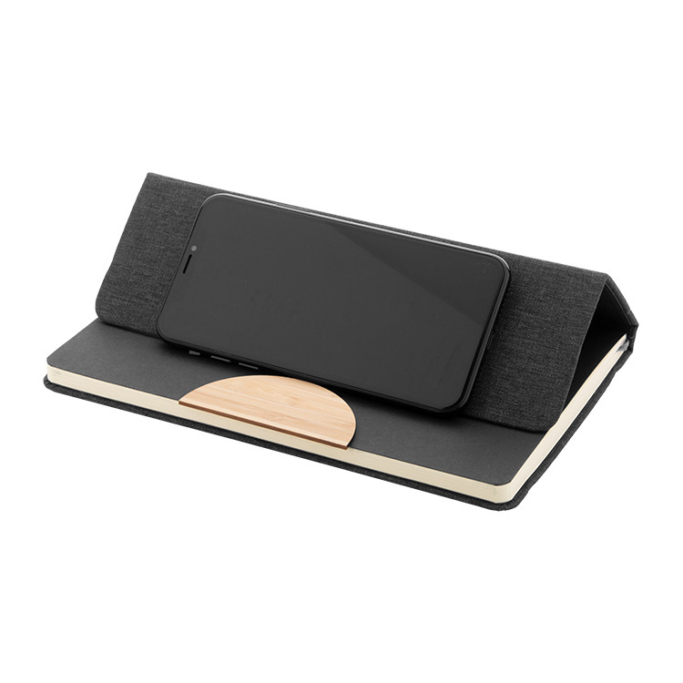 Еко тефтер А5, корица RPET со бамбус, 80л линија