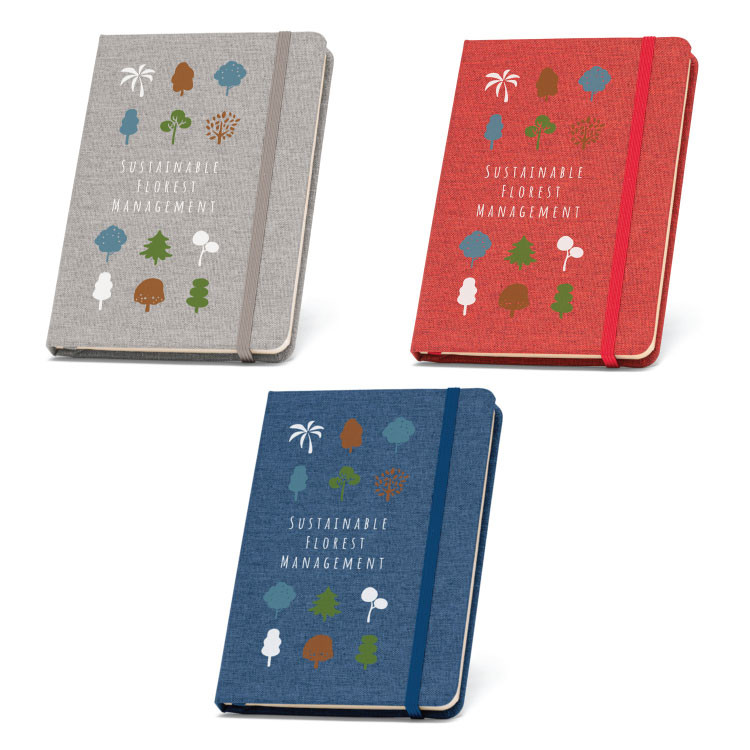 Тефтер А5 со ластик, рециклиран 96л. линија