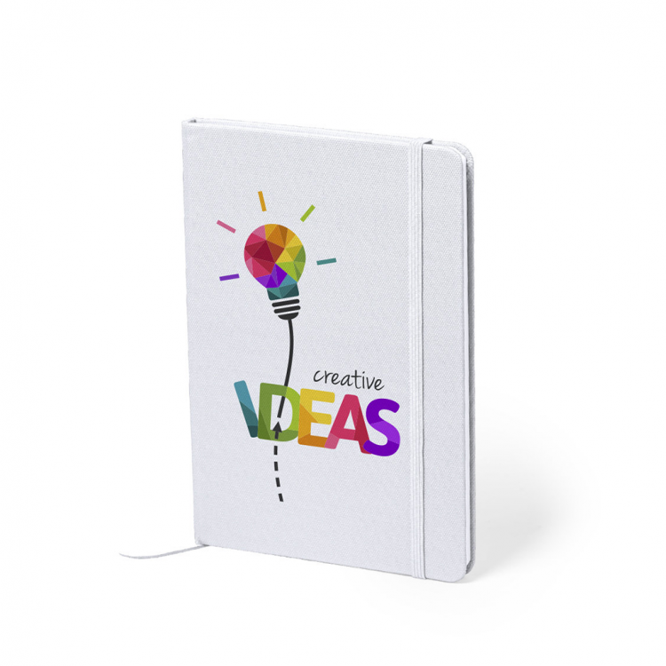 Тефтер А5 со ластик, сублимациски, 100л. бланко