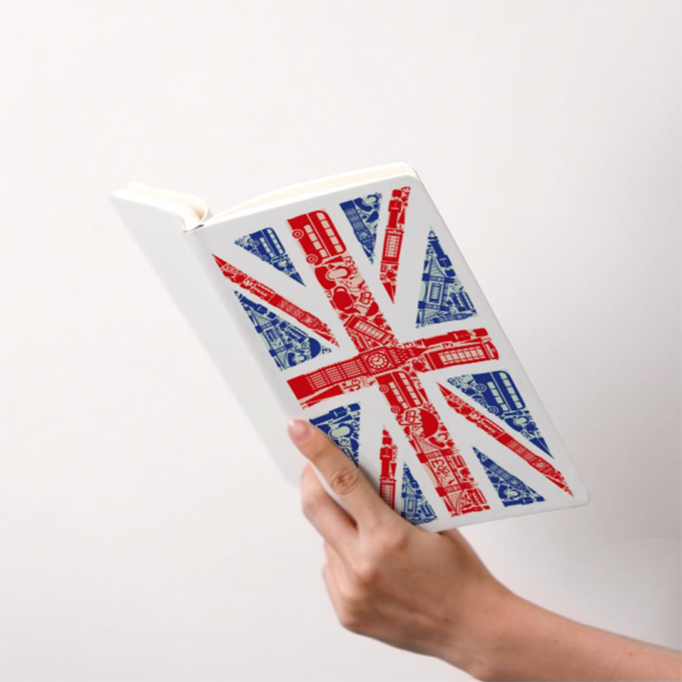 Тефтер А5 со ластик, сублимациски, 100л. бланко