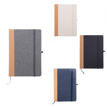 Еко тефтер А5, корица RPET со плута, 80л линија