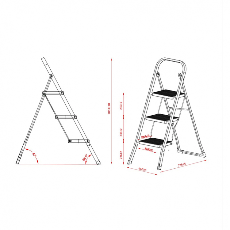 Метална скала со 3 скалила