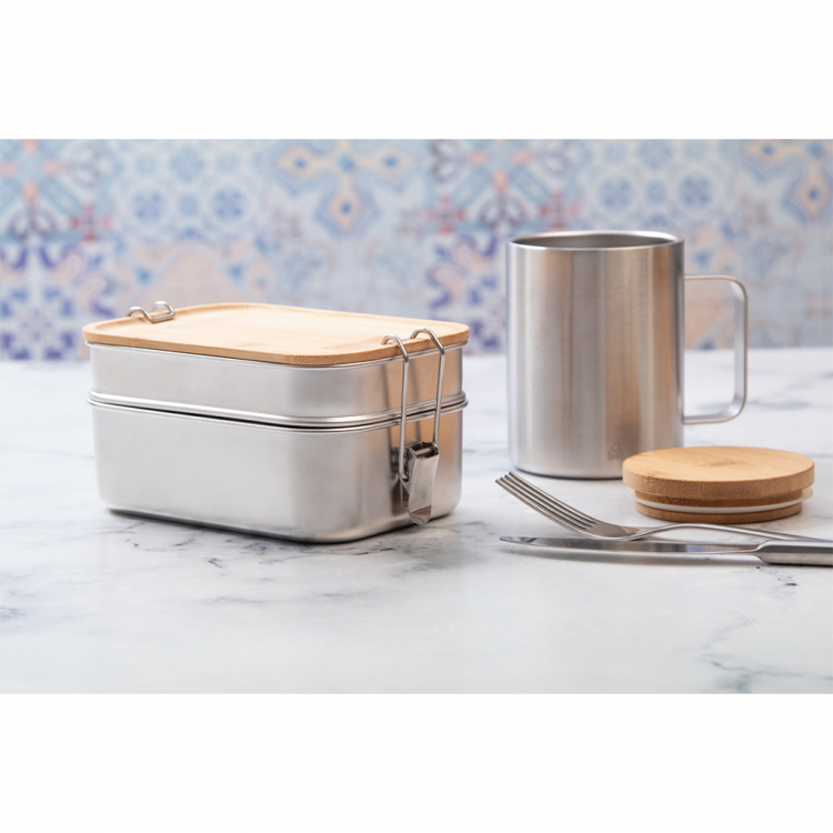 Кутија за храна, инокс, дводелна, 940мл
