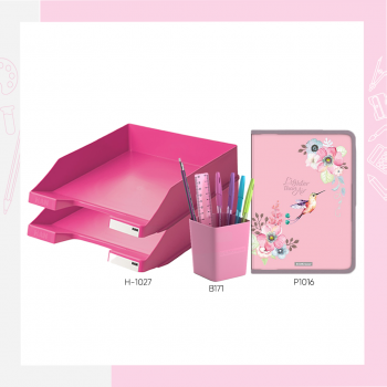 Полици за документи + чашка со прибор + папка