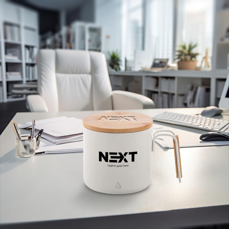 Еко чаша термос 300мл, бамбус капак, рец. инокс