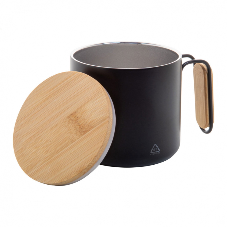 Еко чаша термос 300мл, бамбус капак, рец. инокс