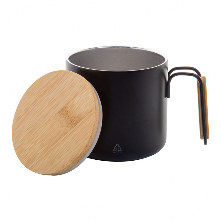 Еко чаша термос 300мл, бамбус капак, рец. инокс