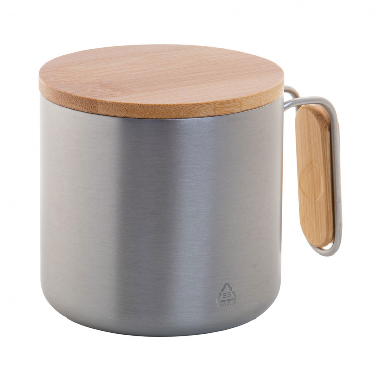 Еко чаша термос 300мл, бамбус капак, рец. инокс