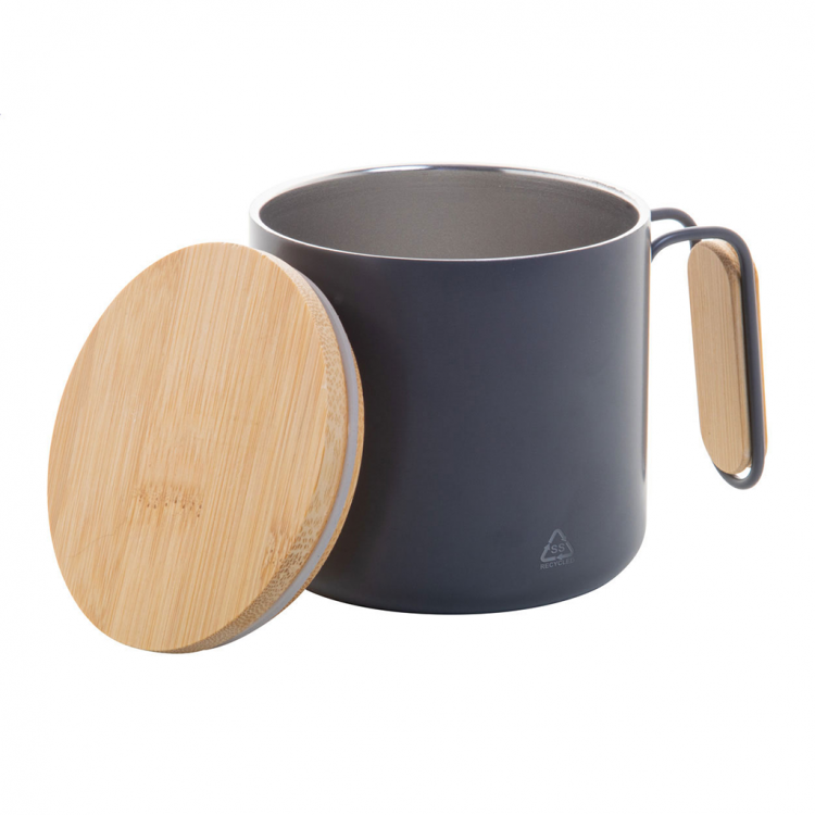 Еко чаша термос 300мл, бамбус капак, рец. инокс