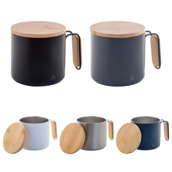 Еко чаша термос 300мл, бамбус капак, рец. инокс