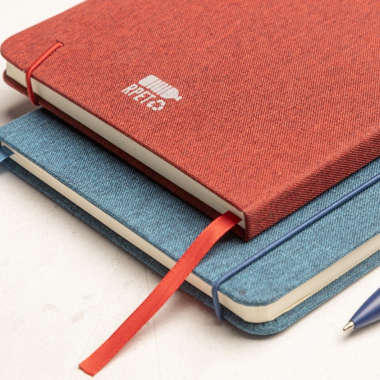 Еко тефтер А5, корица RPET полиестер, 80л бели