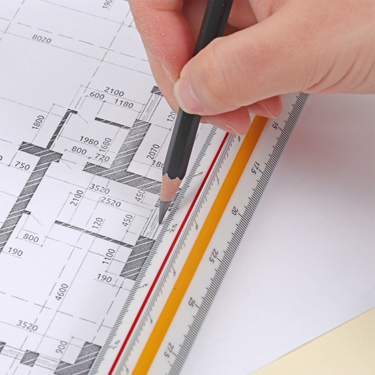 Линијар 30см тристран во размер Foska