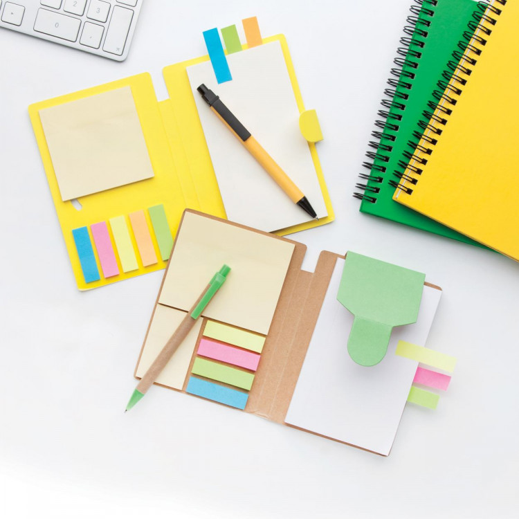 Еко сет со самолепливи ливчиња + пенкало